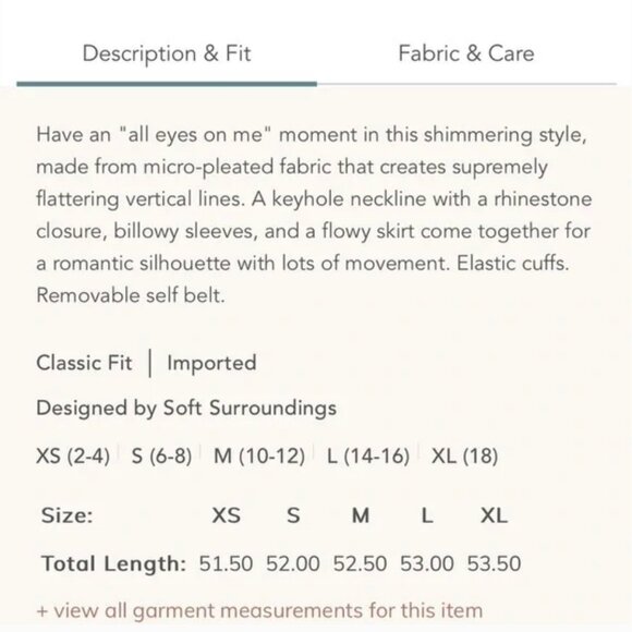 NWT Soft Surroundings Maxi Annabelle Pleated Dress Silver Petite Med (10-12) - Picture 12 of 12